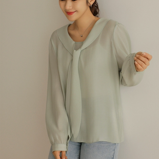 2026靓丽早春装 女装 大码 特 V领系带时尚 淑女气质衬衫 新款 韩国代购