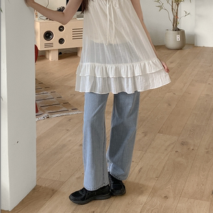 2026靓丽春装 女装 大码 特87 系扣显瘦时尚 直通牛仔长裤 新款 韩国代购