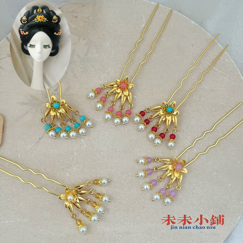 百搭日常发钗汉服小唐风头饰古风压鬓额饰古装发饰流苏步摇发簪