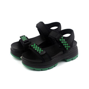 金佰川夏季新款女鞋子女士凉鞋圆头厚底魔术贴休闲运动百搭日常潮