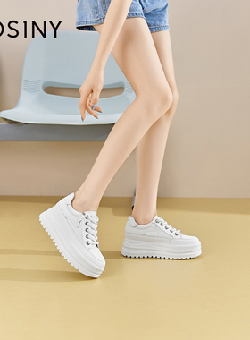卓诗尼增高厚底小白鞋撤柜正品女休闲百搭小个子松糕板鞋白色鞋子