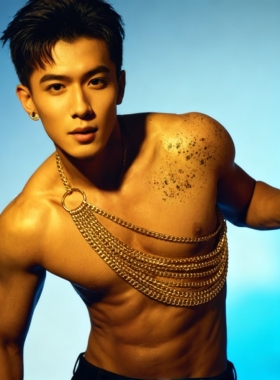 欧美多层粗链条胸链时尚高级感