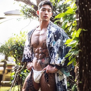 日式织绳丁字裤棉质男士性感t裤简约绣花手工编制火辣单丁青年潮