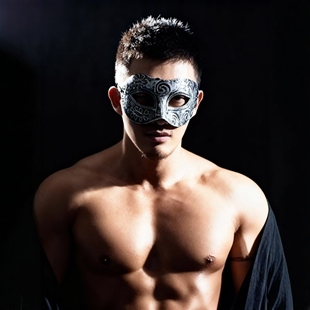 神秘男士金属花纹面具派对舞会装饰王子眼罩半脸表演时尚酒吧夜店