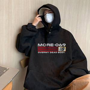 已注册抖音直播得物高品质麂皮绒宽松男连帽卫衣外套W7003P55控79图片