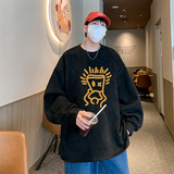 已注册美式直播抖音麂皮绒侧开叉圆角宽松男卫衣W3068P45控价68，男装卫衣，电商C408-1(原B339-1)