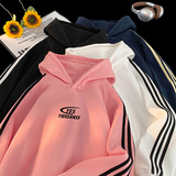 直播得物抖音品质宽松三条杠连帽卫衣外套W7222P55加绒P60，男装卫衣，电商C408-1(原B339-1)