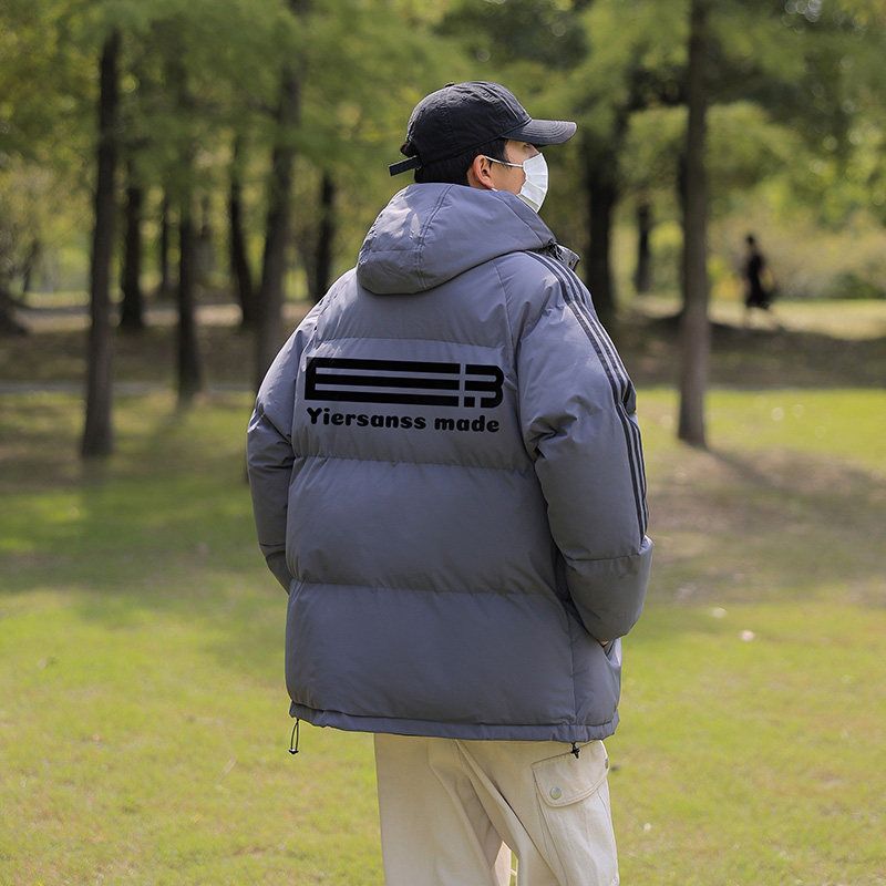 拼三条杠宽松情侣男女面包服羽绒棉连帽棉衣C408M1245P100,男装棉衣,电商C408-1(原B339-1)