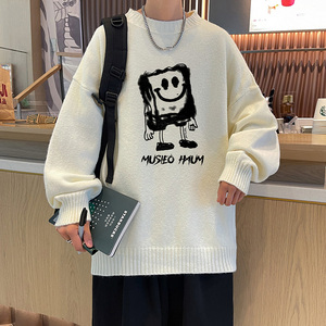 日系抖音直播高品质圆领半高领加厚毛衣线衣男针织衫M7067P48图片
