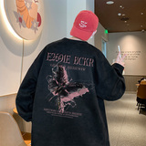 已注册得物直播抖音高品质麂皮绒圆角开叉宽松男卫衣W3036P45，男装卫衣，电商C408-1(原B339-1)