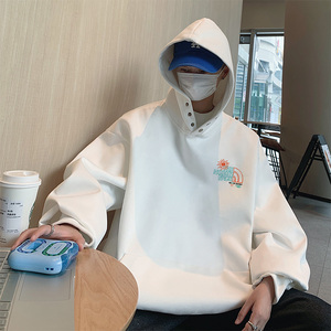 抖音直播得物高品质麂皮绒宽松男连帽卫衣外套W7021P55控79图片