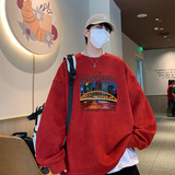 已注册抖音直播得物高品质麂皮绒圆角开叉宽松男卫衣W3033P45，男装卫衣，电商C408-1(原B339-1)