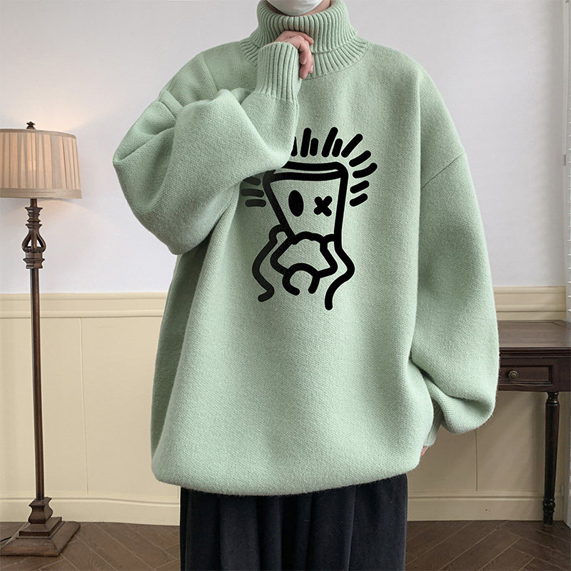 港风抖音直播品质秋冬宽松高领加厚潮男毛衣针织衫打底衫M7268P53，男装针织衫/毛衣，电商C408-1(原B339-1)