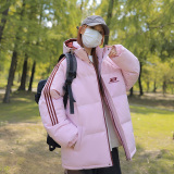 已注册拼三条杠面包服男女情侣羽绒棉宽松连帽棉衣C408M1205P100，男装棉衣，电商C408-1(原B339-1)