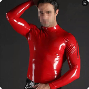 透明支持定做改款 黑色 乳胶衣服紧身连体衣乳胶上衣 乳胶衣男