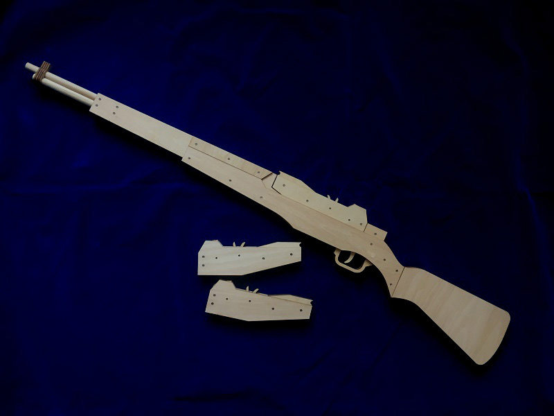 连发木制皮筋枪 加兰德 可换弹夹  亲子手工玩具木头拼装模型 98k