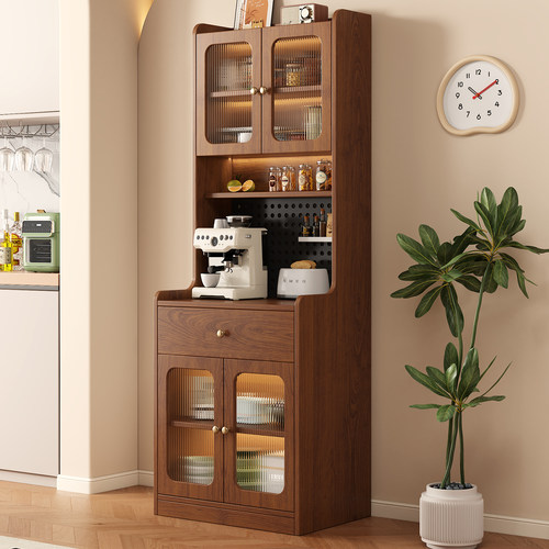 实木餐边柜客厅靠墙一体储物柜窄边洞洞板柜子置物柜茶水柜小边柜