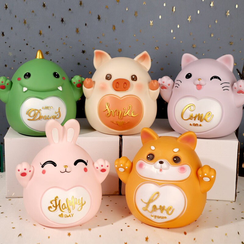 卡通十二生肖牛狗老虎兔猪猴子存钱罐大号搪胶防摔储钱罐儿童礼物