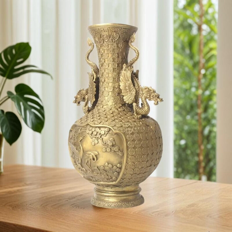 龙凤仙鹤花瓶吉祥物摆件工艺品