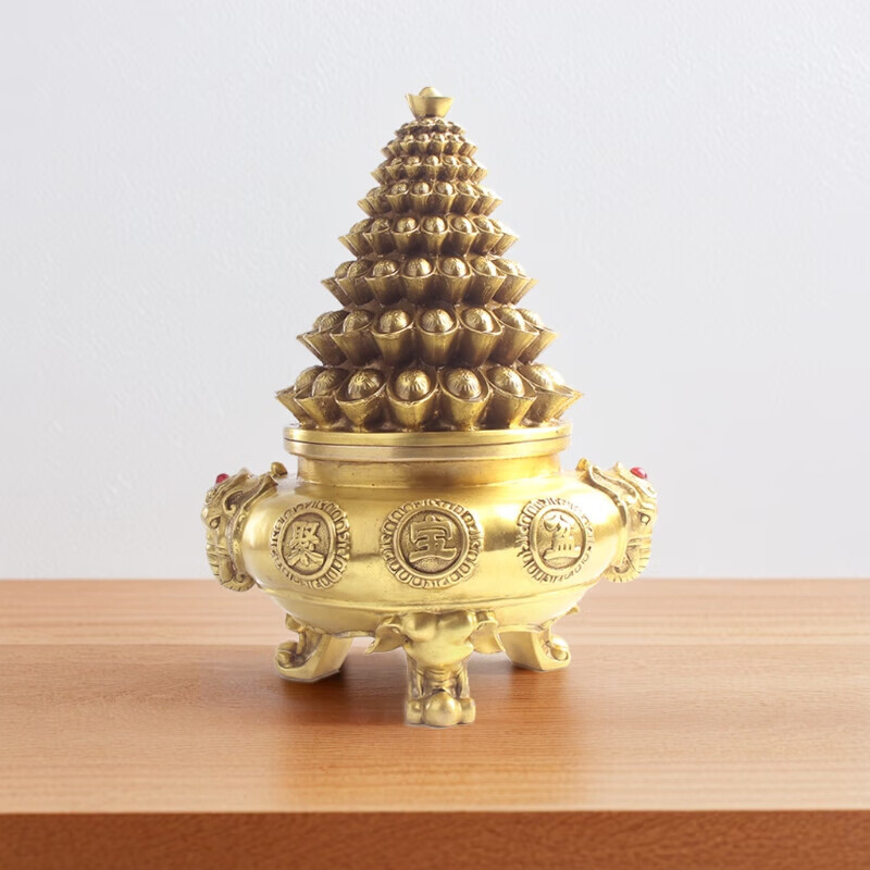 玄友铜制聚宝盆金元宝摆件