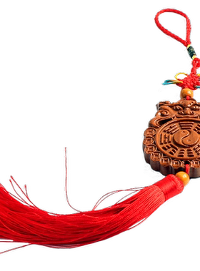 桃木兽头八卦镜挂件洗手间