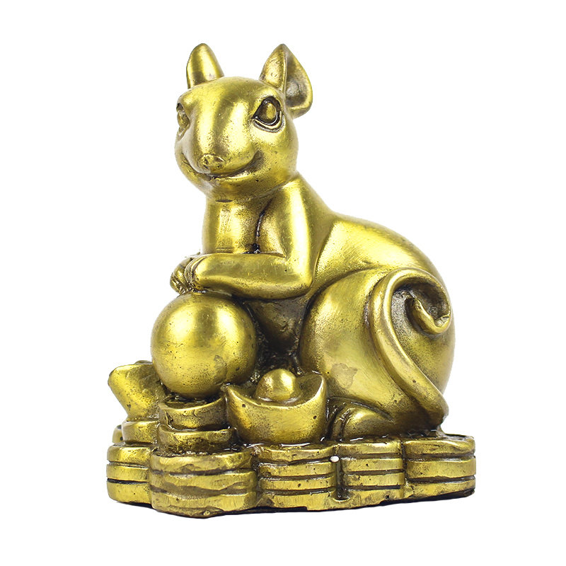 玄友 珠宝铜鼠摆件子鼠饰品有钱金鼠属鼠人吉祥物属相12生肖鼠