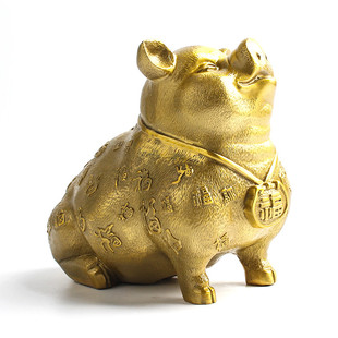 玄友 铜猪摆件补角化解生肖猪形金属西北缺角属猪饰品金猪吉祥物