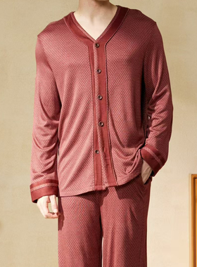 郁品牌39708凡诗男色纺翻领长袖秋冬睡衣套休闲家居服39706/39707