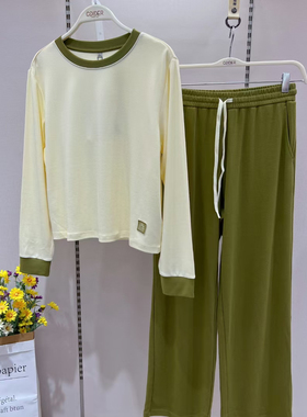 CDIDER凯迪娅秋冬女棉莫舒绒圆领短款家居服套装撞色睡衣WL57402