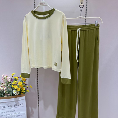 凯迪娅女棉莫舒绒撞色家居服