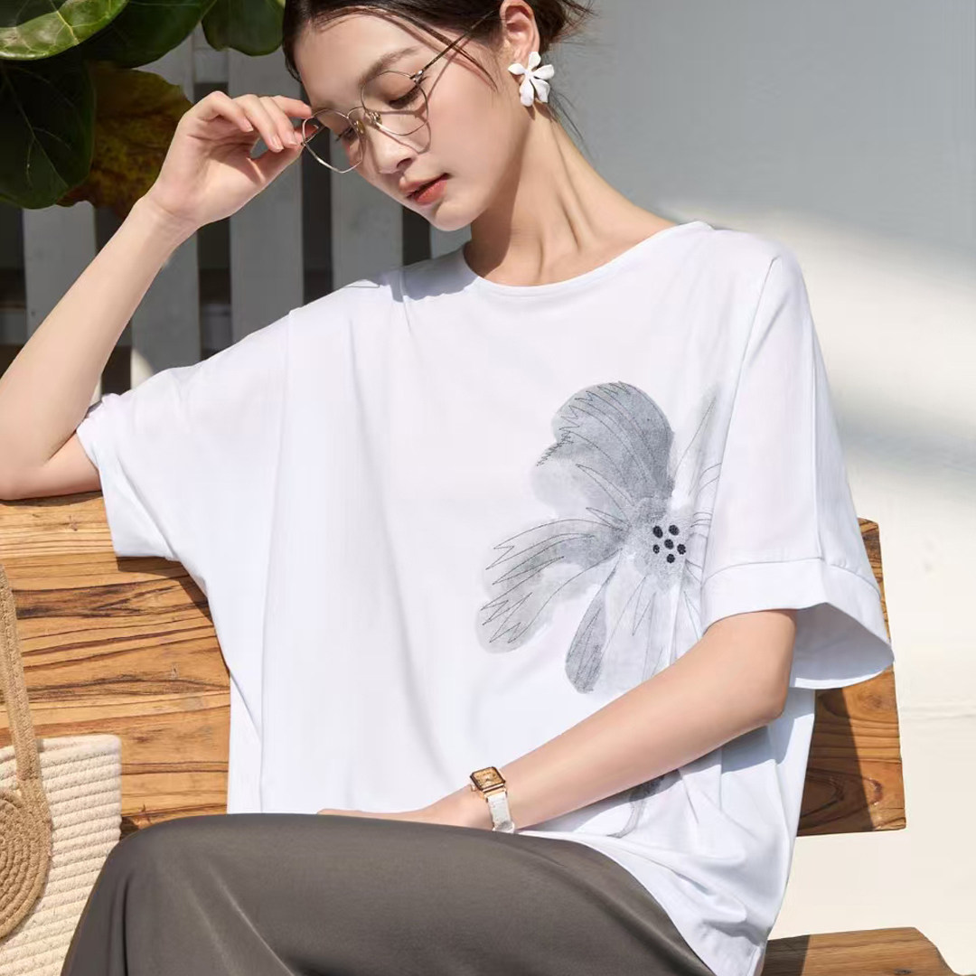 绝配新款女夏季圆领短袖加肥加大T恤
