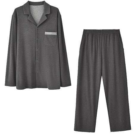 曼*芬面料秋冬男长袖炫彩条纹加厚家居服睡衣翻领开衫睡衣套装