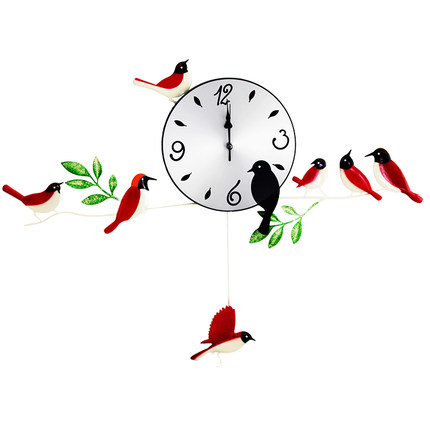 时尚个性现代挂钟客厅 福特斯鸟剪小鸟摇摆挂钟 创意铁艺钟表