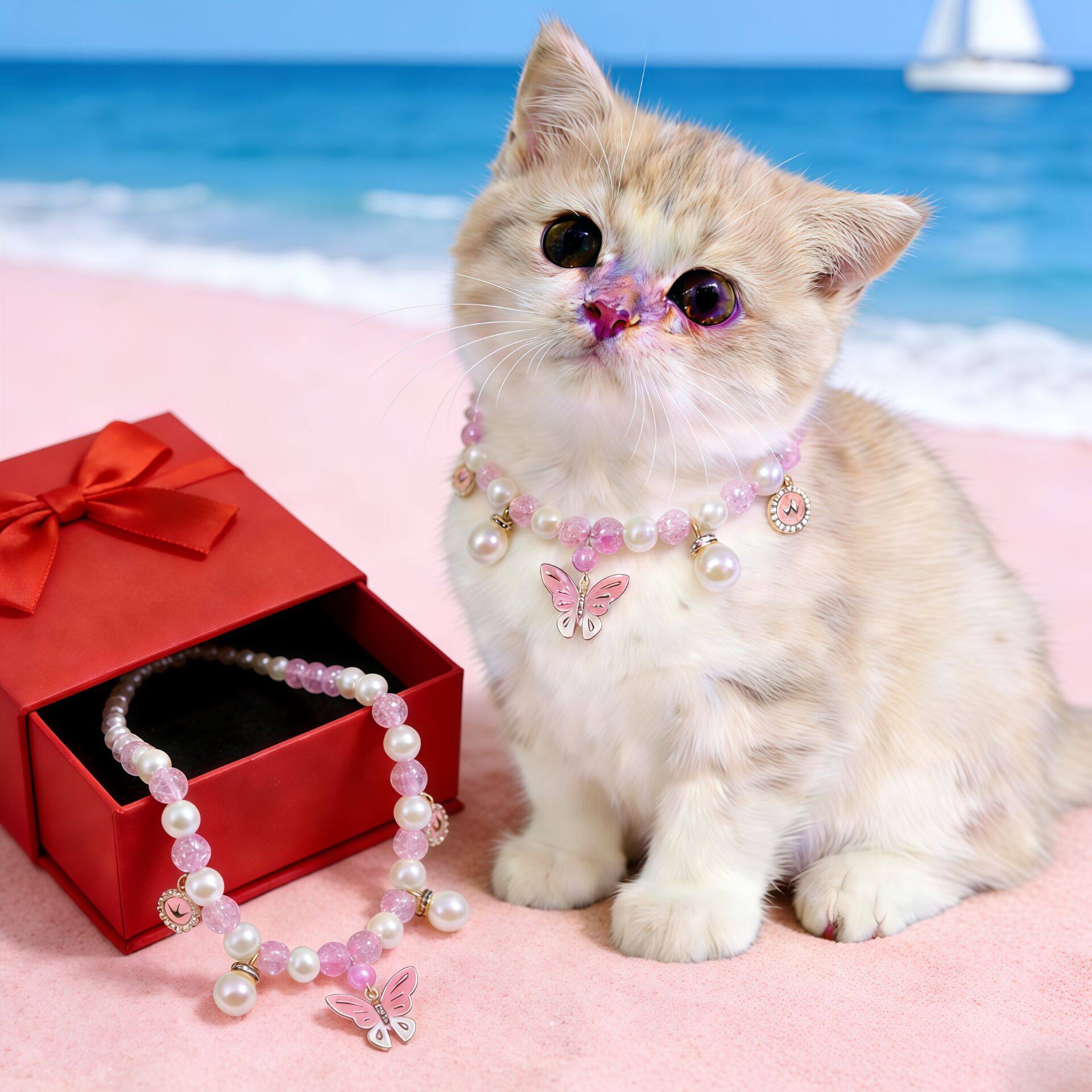 宠物猫咪小猫蝴蝶项圈新年狗狗装饰项链猫猫粉红色脖圈饰品颈圈女,宠物/宠物食品及用品,项圈/肩带,淘宝优惠券,粉丝福利购,淘宝优惠卷