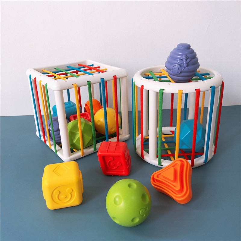 魔方塞塞乐婴幼儿益智彩虹颜色形状认知手部精细训练宝宝手抓玩具