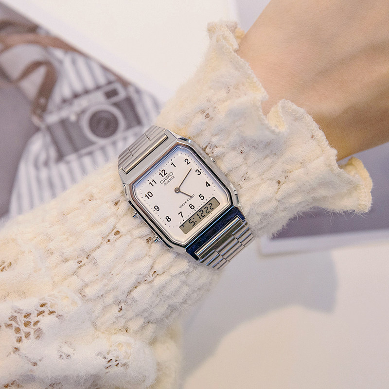 Casio卡西欧手表女2023新款复古手表男女中性网红小方块表AQ-230A