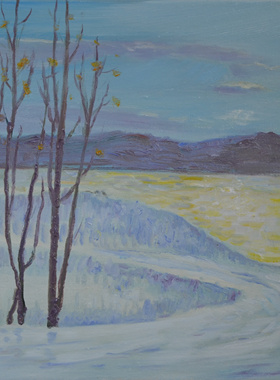 手绘油画定制欧式山水画风雪景画