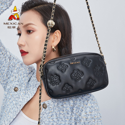 Mexican稻草人品牌女式包时尚休闲小款单肩包 链条串皮肩带斜挎包