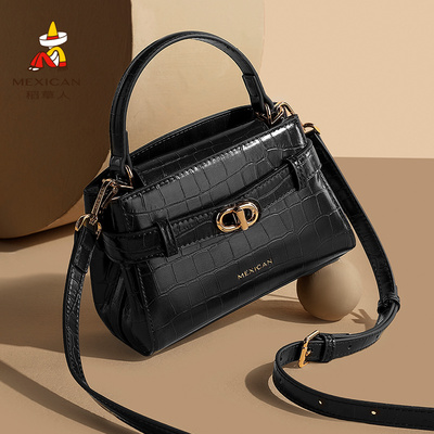 稻草人包包女式2025新款鳄鱼纹斜挎包春夏季通勤时尚手提包凯莉包