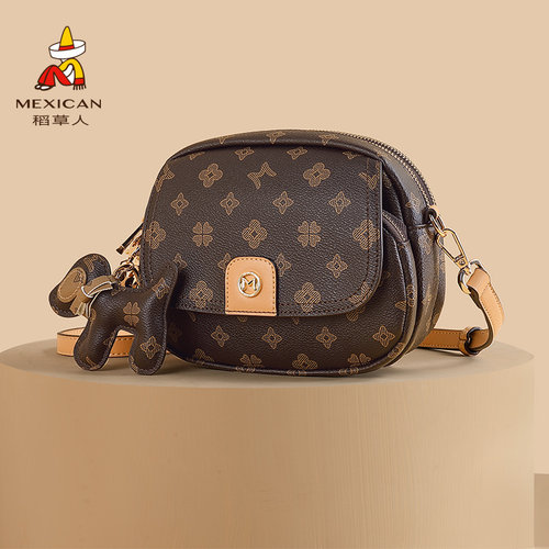 稻草人包包2026新款妈妈包时尚老花通勤女包高级斜挎包百搭单肩包