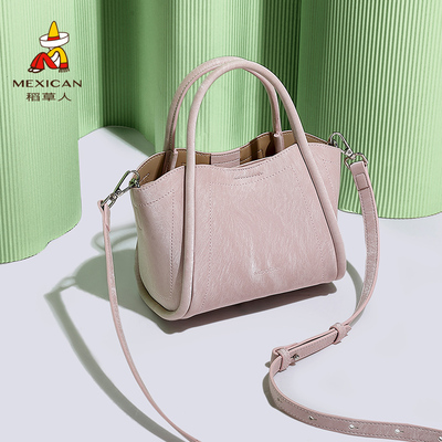 稻草人菜篮子水桶包包女式2025新款百搭单肩斜挎包小众手提包女包