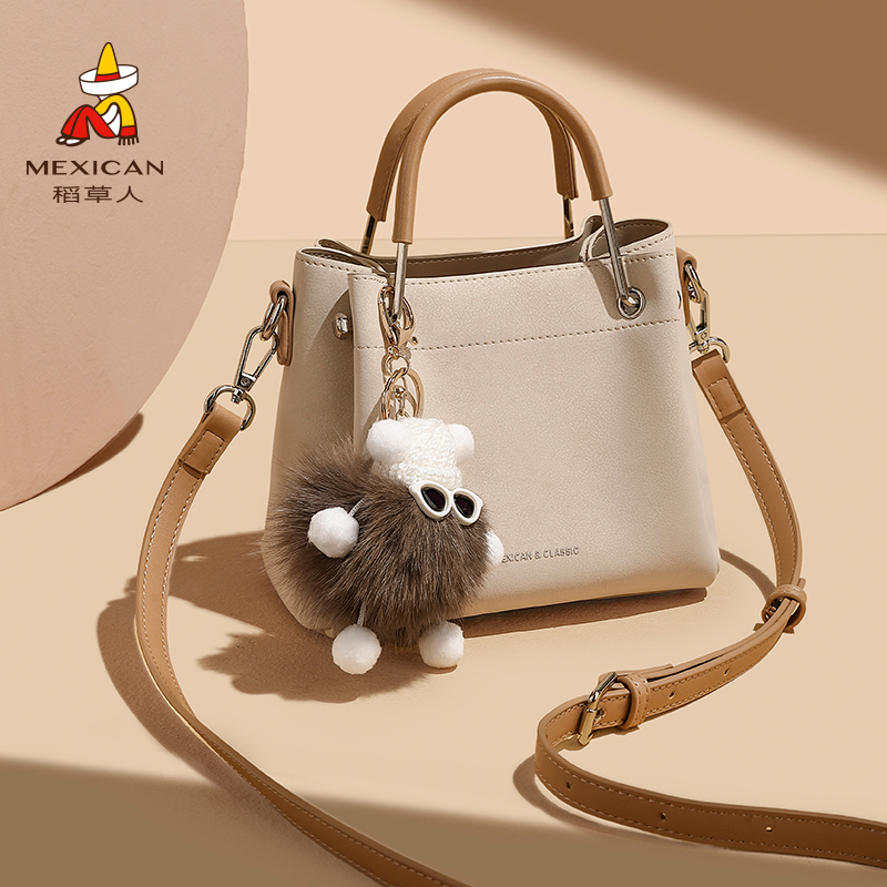 稻草人包包新款时尚水桶包高级感手提包百搭斜挎包休闲通勤单肩包