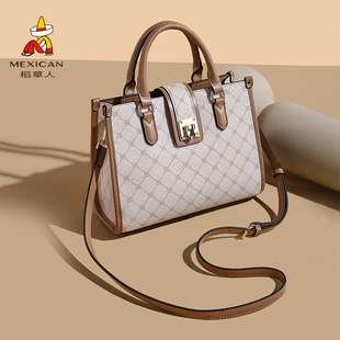 稻草人高级感时尚大气女士手提包2025新款大容量斜挎包百搭通勤包