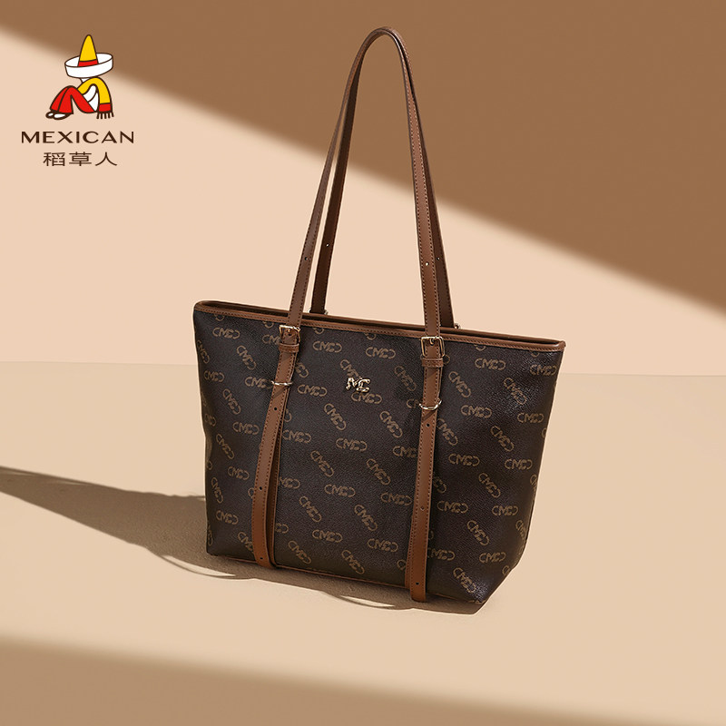 稻草人大容量包包女式2026新款时尚印花单肩包休闲百搭通勤托特包