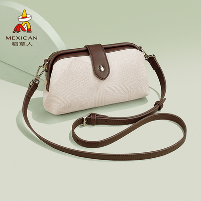 通勤单肩包稻草人撞色百搭