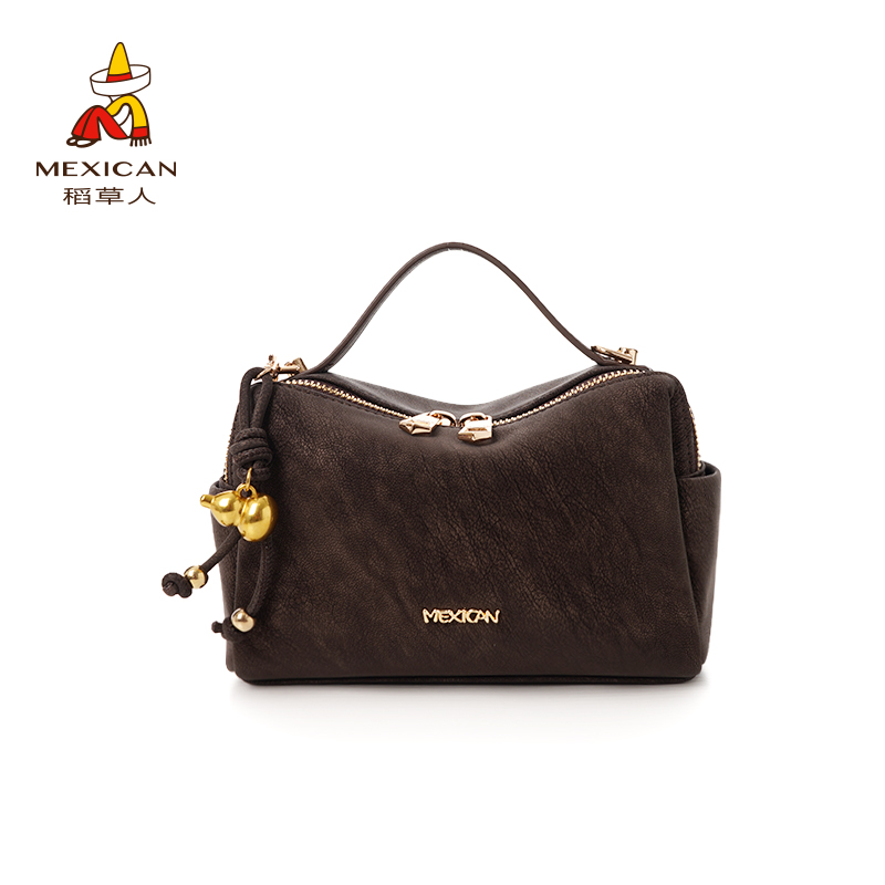 稻草人包包新款秋冬经典绒面牛皮包时尚轻奢女士手提包盒子斜挎包