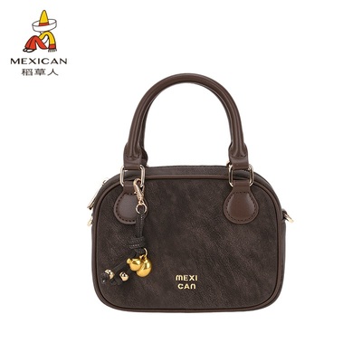 稻草人包包女新款柔雾波士顿包包女士时尚手提包保龄球包斜挎女包
