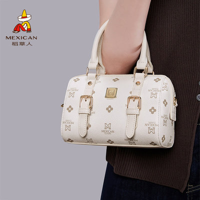 稻草人波士顿包包女2025新款时尚手提包小众高级感通勤单肩斜挎包