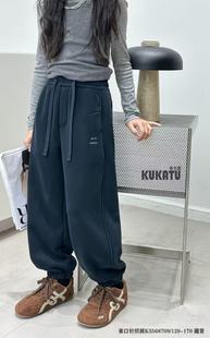 库卡图加绒裤子2025冬季新款休闲加绒卫裤中大童男女休闲裤