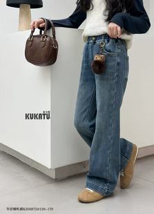 库卡图2025冬季新款一体绒裤儿童宽松裤子中大童阔腿裤特价款